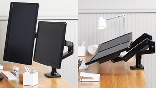 Soporte dual de AmazonBasics para monitores | $150 | Amazon